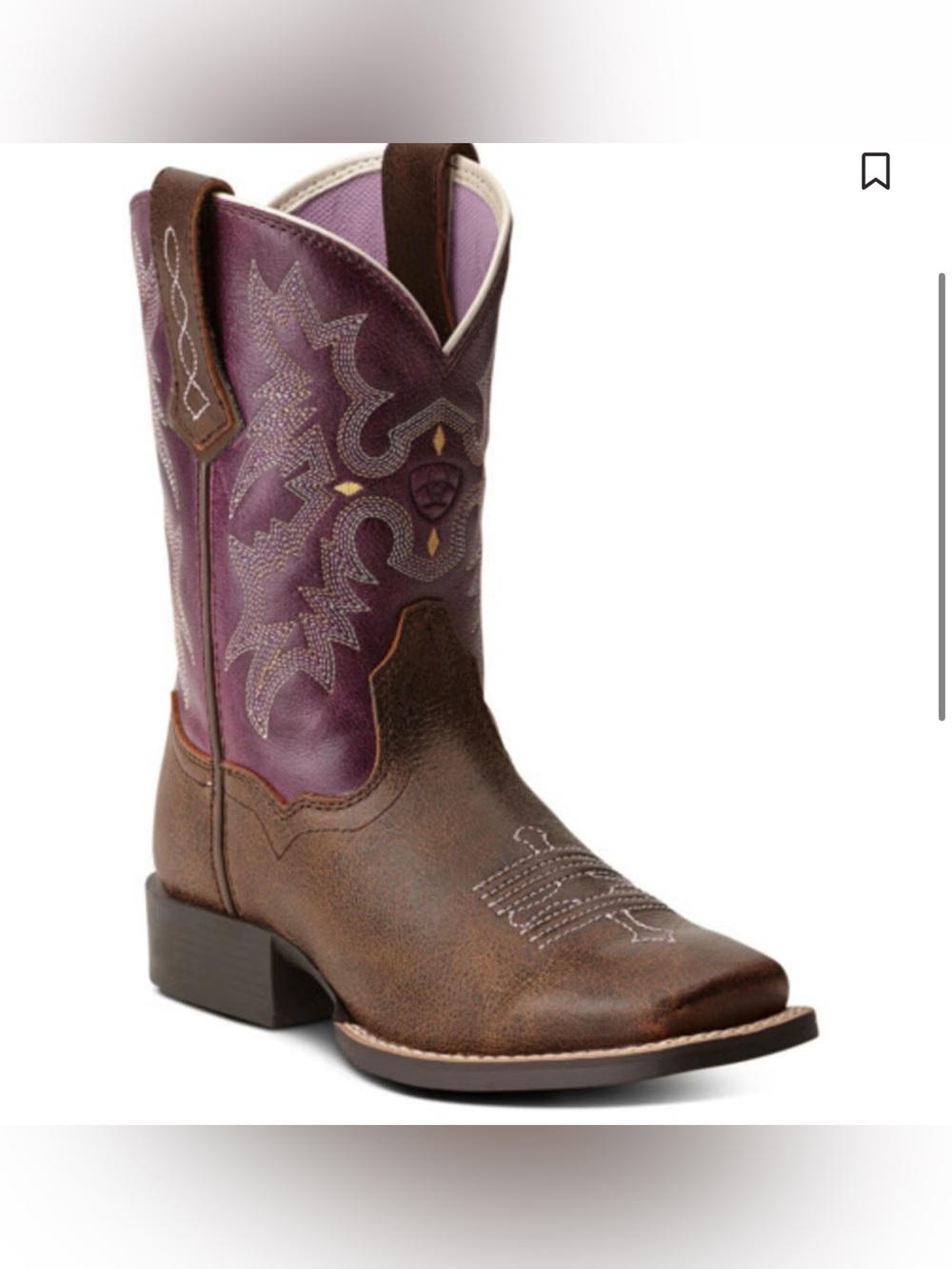 Ariat Brown Foot with Purple Shaft Lace-Up Cowgirl Boots